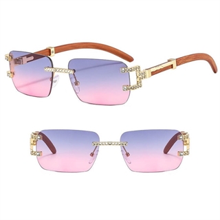 Firkantet rammefri solbrille - Blå og lyserød